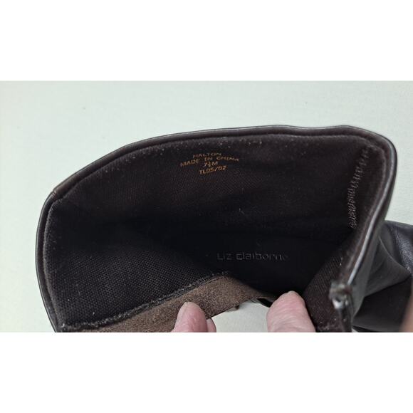 Liz Claiborne Halton Women's 7.5M Ankle Boots Brown Leather Side Zipper - Picture 8 of 8